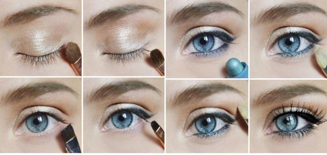 Красивый макияж для серо голубых глаз в домашних условиях с фото пошагово