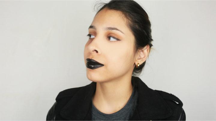 Черный яркий макияж для девушки