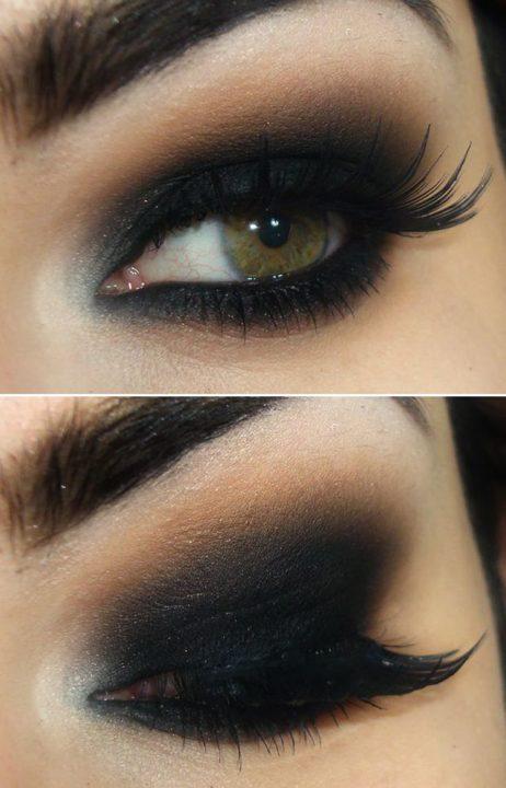 Как сделать яркий черный макияж глаз
