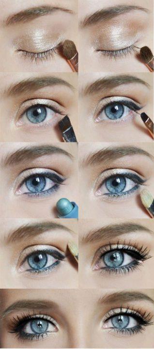 Правильно наносить макияж голубые серые глаза
