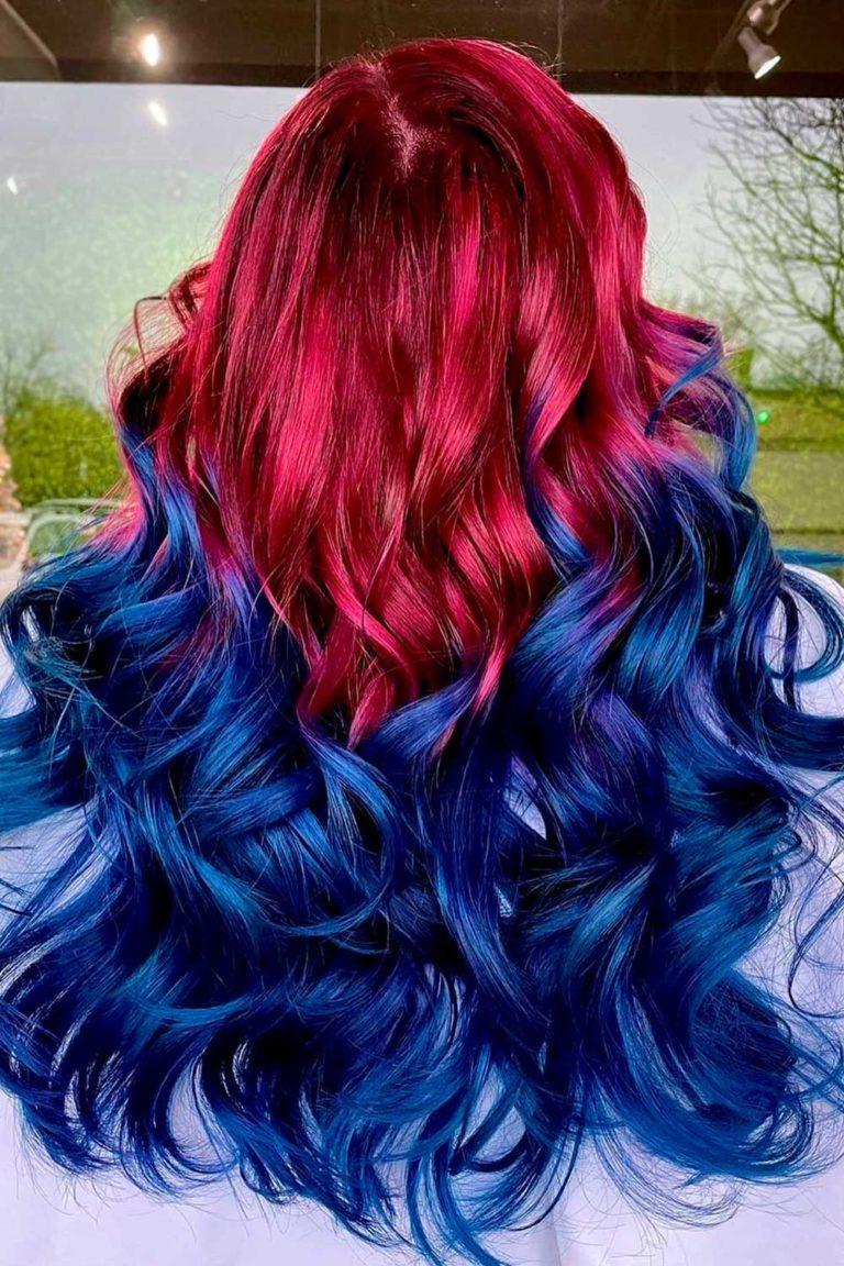 Прически с красно синими волосами